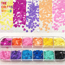 Load image into Gallery viewer,  Solvent Resistant Matte Colors Heart Nail Glitter
