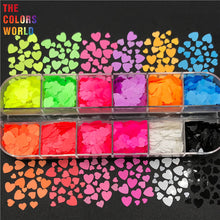 Load image into Gallery viewer, Heart Shape Neon Matte Solvent Resistance Glitter