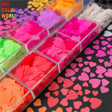 Load image into Gallery viewer, Heart Shape Neon Matte Solvent Resistance Glitter