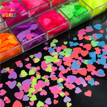 Load image into Gallery viewer, Heart Shape Neon Matte Solvent Resistance Glitter