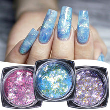 Load image into Gallery viewer, TCT-600 Polarizing Opal Flake Blue Iridescent Confetti Nails Glitter ногти дизайн светящиеся uñas Manicure Festival Accessories