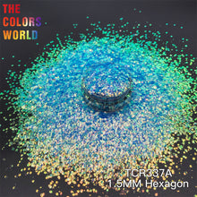 Load image into Gallery viewer, TCR337A Iridescent Rainbow Hexagon Shape Nail Glitter Face Panit Handwork Decoration