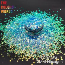 Load image into Gallery viewer, TCR337A Iridescent Rainbow Hexagon Shape Nail Glitter Face Panit Handwork Decoration