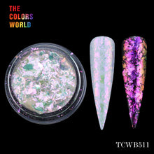 Load image into Gallery viewer, TCT-238 Unicorn White Chameleon Flakes Magic Aurola Foil Chrome Chameleon Shards