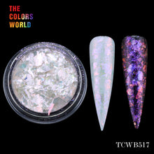 Load image into Gallery viewer, TCT-238 Unicorn White Chameleon Flakes Magic Aurola Foil Chrome Chameleon Shards