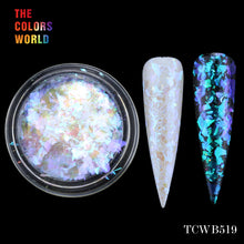 Load image into Gallery viewer, TCT-238 Unicorn White Chameleon Flakes Magic Aurola Foil Chrome Chameleon Shards