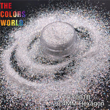 Load image into Gallery viewer, TCT-653 Hexagon Nails Glitter High Brightness White Rainbow Decoration Manicure Nagel Konst ネイル Festival Accessories Supplier