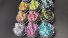 Load and play video in Gallery viewer, TCT-073 Irregular Holographic Solvent Resistant Shards Glitter For Nail Art Decoration Body Art Makeup DIY Manual Decoration Polish Leather Injection
