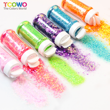 Load image into Gallery viewer, TCT-912 TCOWO Bulk Mix Christmas Glitter PET Film Holographic/Metallic/Rainbow Iridescent Chunky Glitter Shaker 2OZ/Bottle*4 Glitter for Nail Art Resin DIY Crafts Festival Decorations Face Body Hair Decoration Wholesale
