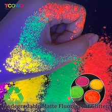 Load image into Gallery viewer, TCT-1058 Biodegradable Matte Fluorescent Glitter Eco-Friendly Vegan Cosmetic Grade Mix Chunky &amp; 0.4mm Fine Glitter for Nail Body Face Art &amp; Crafts
