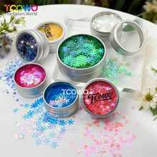 Load image into Gallery viewer, TCOWO Wholesale Biodegradable Plant Cellulose Glitter 28 Colors Mix Particle Size Heart Star Snowflakes for Cosmetics Crafts Christmas Weddings Parties EU Standard MSDS TUV Certified
