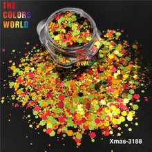 Load image into Gallery viewer, TCT-888 Biodegradable Christmas Mix Chunky Glitter, Eco-Friendly Cosmetic Grade, TCOWO Festive Red/Green/Gold Glitter (Wholesale Available)
