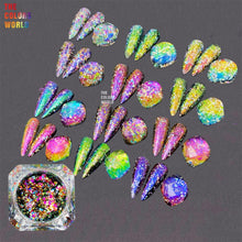 Load image into Gallery viewer, Eddiee 12 Colors Nail Powder And Nail Tips Chart Display Set Magnetic Cat Eye Powder,Chameleon Powder Pigment,Aurora Powder,Chameleon Flakes Foil,Holographic Mirror Chrome Powder For Nail Art Nail Salon Manicure DIY
