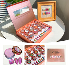 Load image into Gallery viewer, Eddiee 12 Colors Nail Powder And Nail Tips Chart Display Set Magnetic Cat Eye Powder,Chameleon Powder Pigment,Aurora Powder,Chameleon Flakes Foil,Holographic Mirror Chrome Powder For Nail Art Nail Salon Manicure DIY
