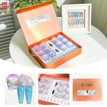 Load image into Gallery viewer, Eddiee 12 Colors Nail Powder And Nail Tips Chart Display Set Magnetic Cat Eye Powder,Chameleon Powder Pigment,Aurora Powder,Chameleon Flakes Foil,Holographic Mirror Chrome Powder For Nail Art Nail Salon Manicure DIY
