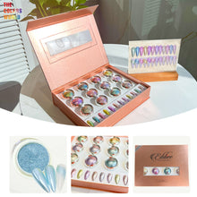 Load image into Gallery viewer, Eddiee 12 Colors Nail Powder And Nail Tips Chart Display Set Magnetic Cat Eye Powder,Chameleon Powder Pigment,Aurora Powder,Chameleon Flakes Foil,Holographic Mirror Chrome Powder For Nail Art Nail Salon Manicure DIY
