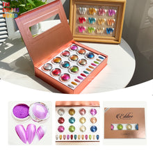 Load image into Gallery viewer, Eddiee 12 Colors Nail Powder And Nail Tips Chart Display Set Magnetic Cat Eye Powder,Chameleon Powder Pigment,Aurora Powder,Chameleon Flakes Foil,Holographic Mirror Chrome Powder For Nail Art Nail Salon Manicure DIY
