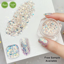 Load image into Gallery viewer, TCT-1066-3 Mixed Hexagon Flat PET Glitter Iridescent Rainbow Diamond Sparkle Macaron Shades Nail Art Craft Decoration

