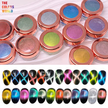 Load image into Gallery viewer, Eddiee 12 Colors Nail Powder And Nail Tips Chart Display Set Magnetic Cat Eye Powder,Chameleon Powder Pigment,Aurora Powder,Chameleon Flakes Foil,Holographic Mirror Chrome Powder For Nail Art Nail Salon Manicure DIY
