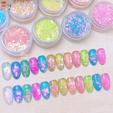 Load image into Gallery viewer, Eddiee 12 Colors Nail Powder And Nail Tips Chart Display Set Magnetic Cat Eye Powder,Chameleon Powder Pigment,Aurora Powder,Chameleon Flakes Foil,Holographic Mirror Chrome Powder For Nail Art Nail Salon Manicure DIY
