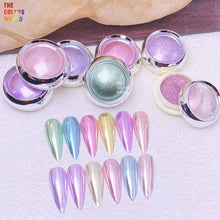Load image into Gallery viewer, Eddiee 12 Colors Nail Powder And Nail Tips Chart Display Set Magnetic Cat Eye Powder,Chameleon Powder Pigment,Aurora Powder,Chameleon Flakes Foil,Holographic Mirror Chrome Powder For Nail Art Nail Salon Manicure DIY
