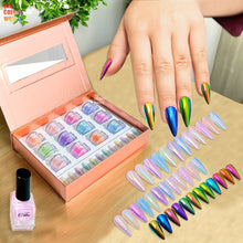 Load image into Gallery viewer, Eddiee 12 Colors Nail Powder And Nail Tips Chart Display Set Magnetic Cat Eye Powder,Chameleon Powder Pigment,Aurora Powder,Chameleon Flakes Foil,Holographic Mirror Chrome Powder For Nail Art Nail Salon Manicure DIY
