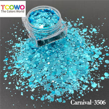 Load image into Gallery viewer, TCT960 Carnival Mixed Hexagon Colorful Sequin Powder Chunky Nail Glitter for Gel Polish DIY Nails Accessories Body Glitter Festival Rave
