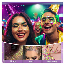 Load image into Gallery viewer, TCT-959 Holographic Chunky Glitter Mixed Size Mixed Colors PET Glitter Powder for Eyes Face Body Hair Musical Festivals Carnival Parties
