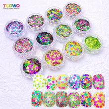 Load image into Gallery viewer, TCT-959 Holographic Chunky Glitter Mixed Size Mixed Colors PET Glitter Powder for Eyes Face Body Hair Musical Festivals Carnival Parties
