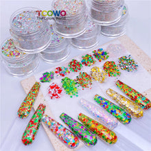 Load image into Gallery viewer, TCT-919 Christmas Glitter Mix Acrylic Powder For Nails Extension Dipping Engraving, Poly Monomer, PMMA, 10-60um, Custom Color/Packaging, Guangdong China, MSDS/SGS, Free Sample &amp; Wholesale TCOWO
