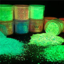 Load image into Gallery viewer, TCT-720 Glow in Dark Luminous Iridescent Chunky Glitter for Nails Art Tumbler Resin Crafts Festival Decoration
