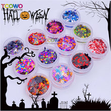 Load image into Gallery viewer, TCT-926 Halloween Party Confetti Black Red Glitter, Mix Bat Spider Cross Shapes Metallic Sequins, Non-Toxic Shining Glitter for Face Nail Body Festival Table Decor, BOPET Material with MSDS Certification
