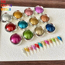 Load image into Gallery viewer, Eddiee 12 Colors Nail Powder And Nail Tips Chart Display Set Magnetic Cat Eye Powder,Chameleon Powder Pigment,Aurora Powder,Chameleon Flakes Foil,Holographic Mirror Chrome Powder For Nail Art Nail Salon Manicure DIY
