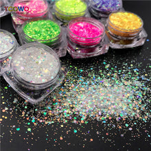 Load image into Gallery viewer, TCT-896 Eco‑Friendly Gold Background Iridescent Rainbow Chunky Glitter for Face Body Makeup Crafts Tumbler Decoration
