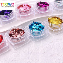 Load image into Gallery viewer, TCT960 Carnival Mixed Hexagon Colorful Sequin Powder Chunky Nail Glitter for Gel Polish DIY Nails Accessories Body Glitter Festival Rave
