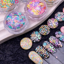 Load image into Gallery viewer, TCT-1054&amp;TCT-1055 Kawaii Macaron PET Glitter Sequins Bulk Valentine Heart Flower Star Shapes Non-Toxic Solvent Resistant Perfect for Nail Art and DIY Creations
