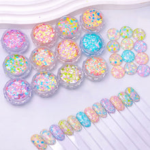 Load image into Gallery viewer, TCT-1054&amp;TCT-1055 Kawaii Macaron PET Glitter Sequins Bulk Valentine Heart Flower Star Shapes Non-Toxic Solvent Resistant Perfect for Nail Art and DIY Creations
