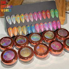 Load image into Gallery viewer, Eddiee 12 Colors Nail Powder And Nail Tips Chart Display Set Magnetic Cat Eye Powder,Chameleon Powder Pigment,Aurora Powder,Chameleon Flakes Foil,Holographic Mirror Chrome Powder For Nail Art Nail Salon Manicure DIY
