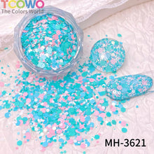 Load image into Gallery viewer, TCT-1054&amp;TCT-1055 Kawaii Macaron PET Glitter Sequins Bulk Valentine Heart Flower Star Shapes Non-Toxic Solvent Resistant Perfect for Nail Art and DIY Creations

