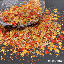 Load image into Gallery viewer, TCT-929 Autumn Maple Leaf Shape Mix Glitter Sequins, Fall Colors, Hexagon &amp; Maple Leaf Mix, Vegan Glitter for Nail Art, Card Making, Epoxy Resin DIY, PET Material, MSDS Certified, Guangdong China, Wholesale Available
