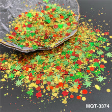 Load image into Gallery viewer, TCT-929 Autumn Maple Leaf Shape Mix Glitter Sequins, Fall Colors, Hexagon &amp; Maple Leaf Mix, Vegan Glitter for Nail Art, Card Making, Epoxy Resin DIY, PET Material, MSDS Certified, Guangdong China, Wholesale Available
