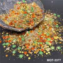 Load image into Gallery viewer, TCT-929 Autumn Maple Leaf Shape Mix Glitter Sequins, Fall Colors, Hexagon &amp; Maple Leaf Mix, Vegan Glitter for Nail Art, Card Making, Epoxy Resin DIY, PET Material, MSDS Certified, Guangdong China, Wholesale Available
