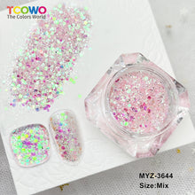Load image into Gallery viewer, TCT-1066-3 Mixed Hexagon Flat PET Glitter Iridescent Rainbow Diamond Sparkle Macaron Shades Nail Art Craft Decoration
