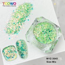 Load image into Gallery viewer, TCT-1066-3 Mixed Hexagon Flat PET Glitter Iridescent Rainbow Diamond Sparkle Macaron Shades Nail Art Craft Decoration
