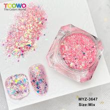 Load image into Gallery viewer, TCT-1066-3 Mixed Hexagon Flat PET Glitter Iridescent Rainbow Diamond Sparkle Macaron Shades Nail Art Craft Decoration
