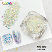 Load image into Gallery viewer, TCT-1066-3 Mixed Hexagon Flat PET Glitter Iridescent Rainbow Diamond Sparkle Macaron Shades Nail Art Craft Decoration
