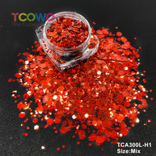 Load image into Gallery viewer, TCT-045 Mix Chunky Holographic Glitter Powder, a high-quality PET decorative material with long-lasting sparkle and holographic effect, ideal for personal and wholesale use.
