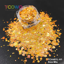 Load image into Gallery viewer, TCT-045 Mix Chunky Holographic Glitter Powder, a high-quality PET decorative material with long-lasting sparkle and holographic effect, ideal for personal and wholesale use.
