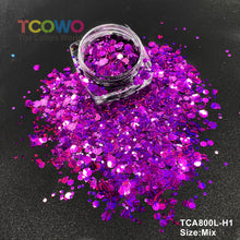 Load image into Gallery viewer, TCT-045 Mix Chunky Holographic Glitter Powder, a high-quality PET decorative material with long-lasting sparkle and holographic effect, ideal for personal and wholesale use.
