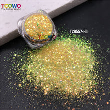 Load image into Gallery viewer, TCT-896 Eco‑Friendly Gold Background Iridescent Rainbow Chunky Glitter for Face Body Makeup Crafts Tumbler Decoration
